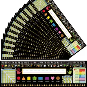 36 Pack Self Adhesive Name Tags for Classroom Student Desks,Multipurpose Manuscript Students Name Plates for desks Classroom with Multiplication, Fractions and Percentages Table(14.2 x 4 Inch)