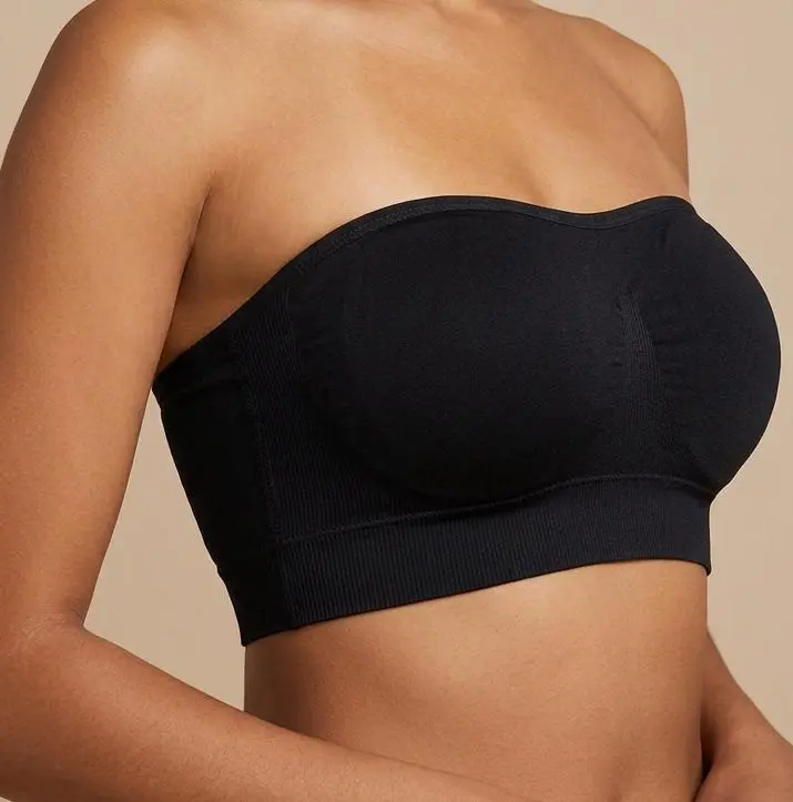 Women's Strapless Push-Up Bra for Large Busts - Nylon-Spandex Fabric, Non-Slip, Full Coverage, Wireless, Padded, Seamless Jelly Tube, Plus Size Friendly Lady Bra for Everyday Wear & Strapless Dresses A2