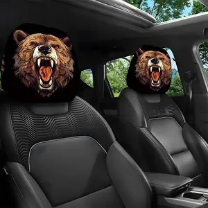 2pcs 11x10.2 inch Fierce Bear Pattern Car headrest covers,Universal,easy to install,and durable car interior seat accessories.Suitable for daily commutes and travel,these are ideal gifts for car enthusiasts and as holiday presents. 1.29LYY-9