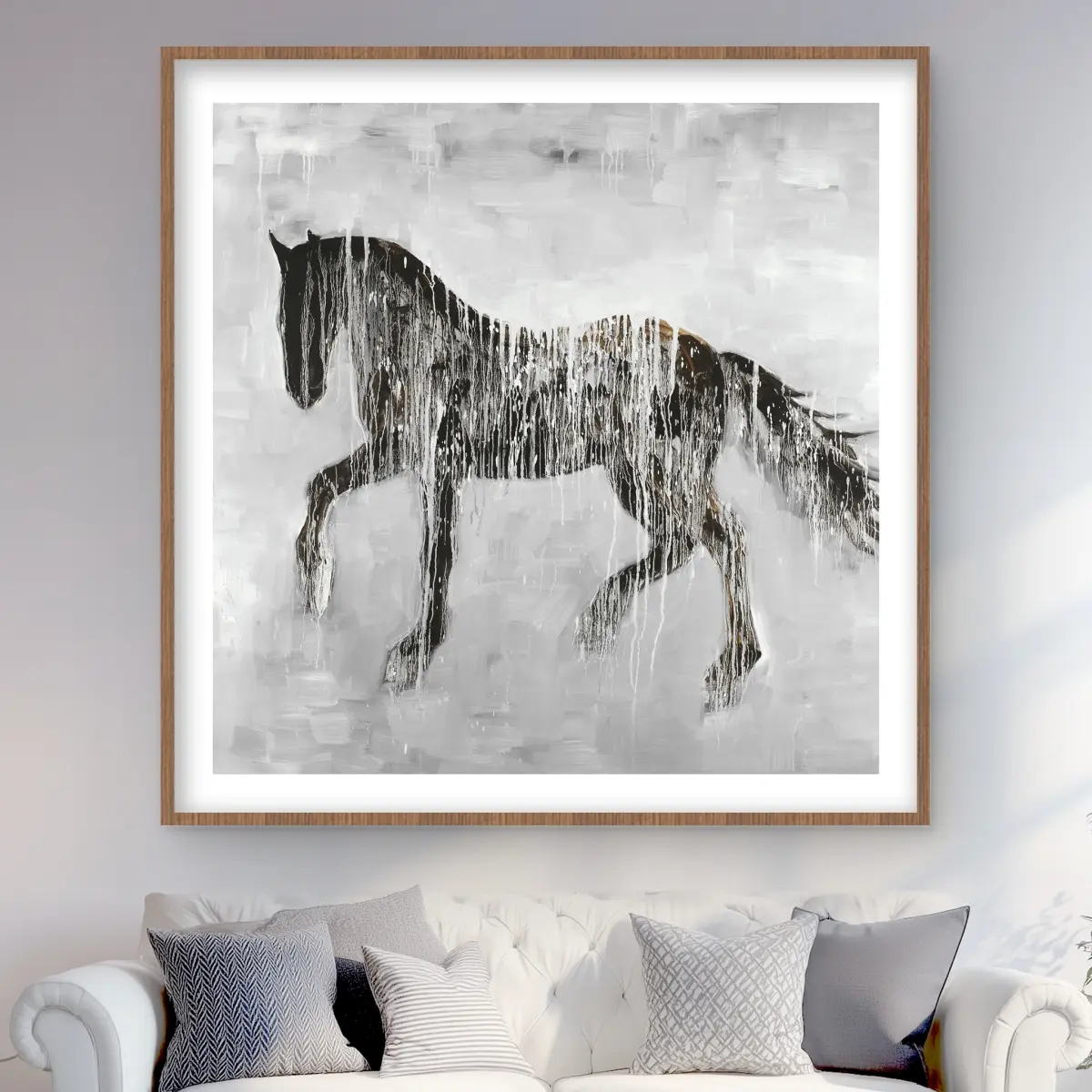 212 MAIN Horse Brown Silhouette Wood-Framed Matted Classic Print Wall Art, 48x48 in, Nature-Inspired Decoration, Ideal Farmhouse Room Decor Gift for Living Spaces, Classic Prints