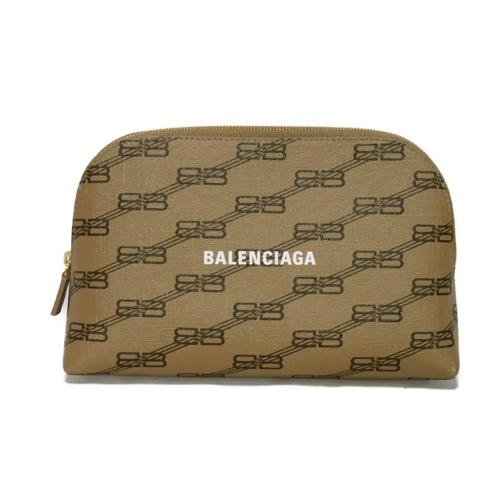 Pre-owned Balenciaga Canvas Tote Bags BB Monogram Coated Calfskin Clutch Bag