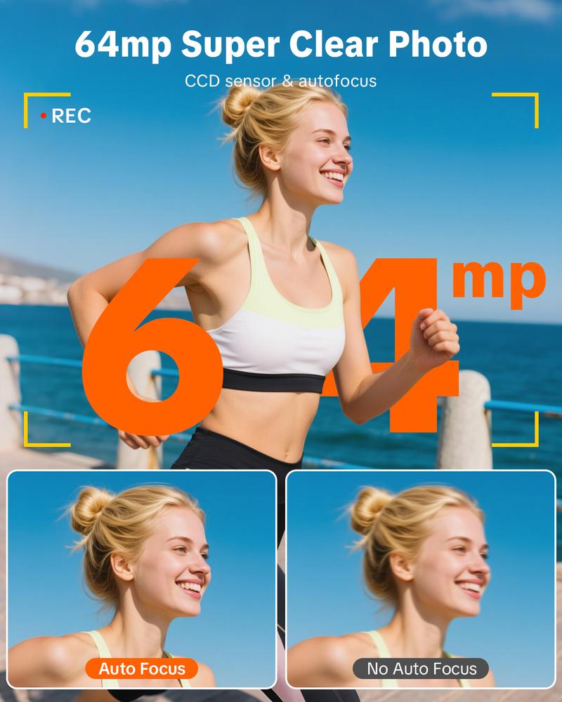 4K Digital Camera for Photography, Auto-Focus 64MP Vlogging Camera for Beginner with 2.4 inch 180° Flip Screen, 18X Digital Zoom Point and Shoot Camera with 32GB Micro SD Card, Perfect Gifts for Halloween and Thanksgiving