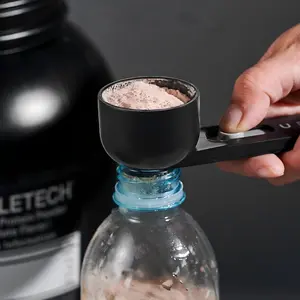 Protein powder scoop with sliding spoon, premium funnel ideal for pre-workout creatine powder mixing, coffee latte milkshake chocolate powder kitchenware, BPA-free plastic material, perfect gift for Valentine's Day/Father's Day/anniversary. Tea