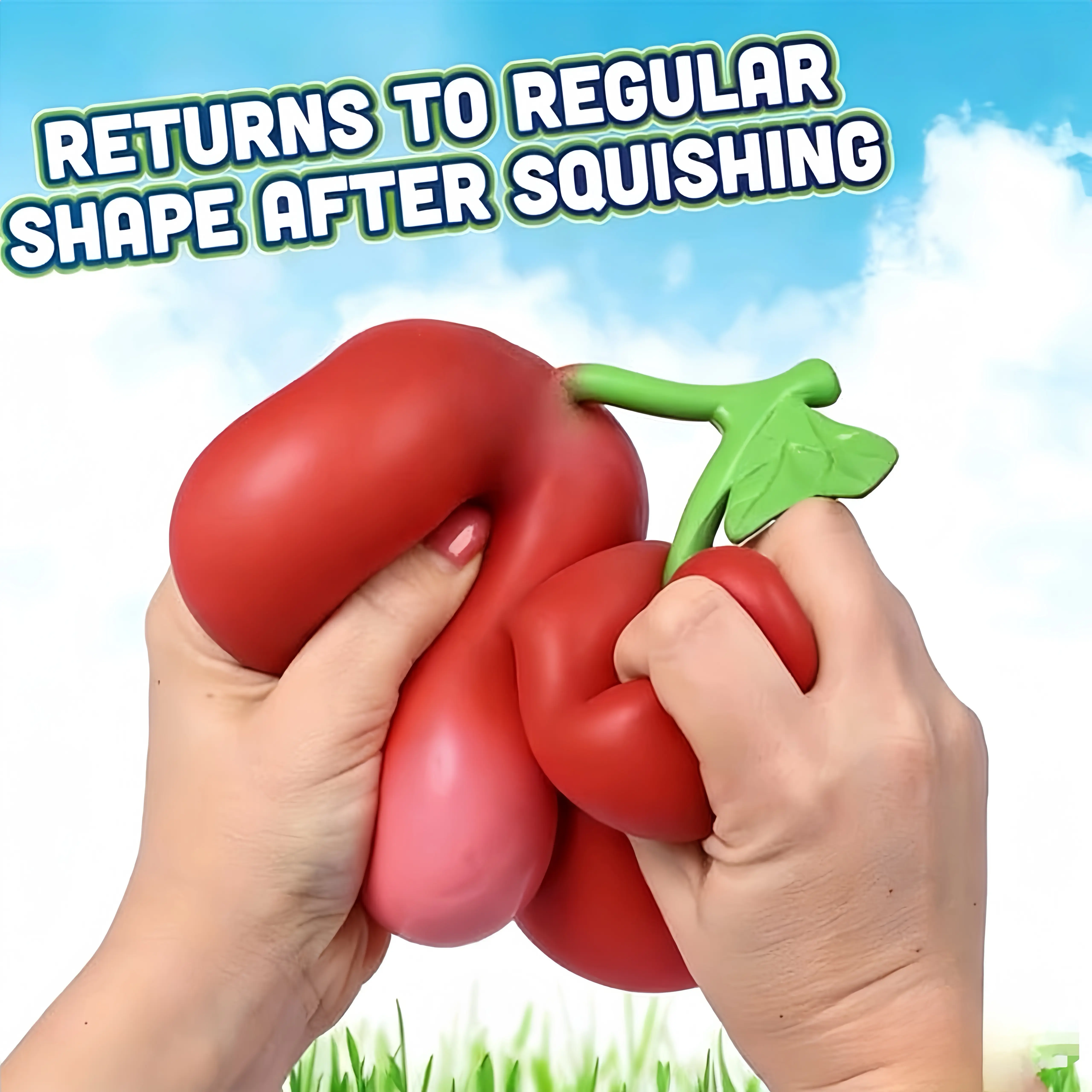 New Trending 15cm Giant Cherry-Shaped Squishy Fidget Toy, Flour-Filled Ultra-Soft Fast-Rebound Hand Squeeze Toy, Unique Sensory Hobby Toy for Daily Leisure, ASMR Play & Party Favors, Fidget Squish Toy