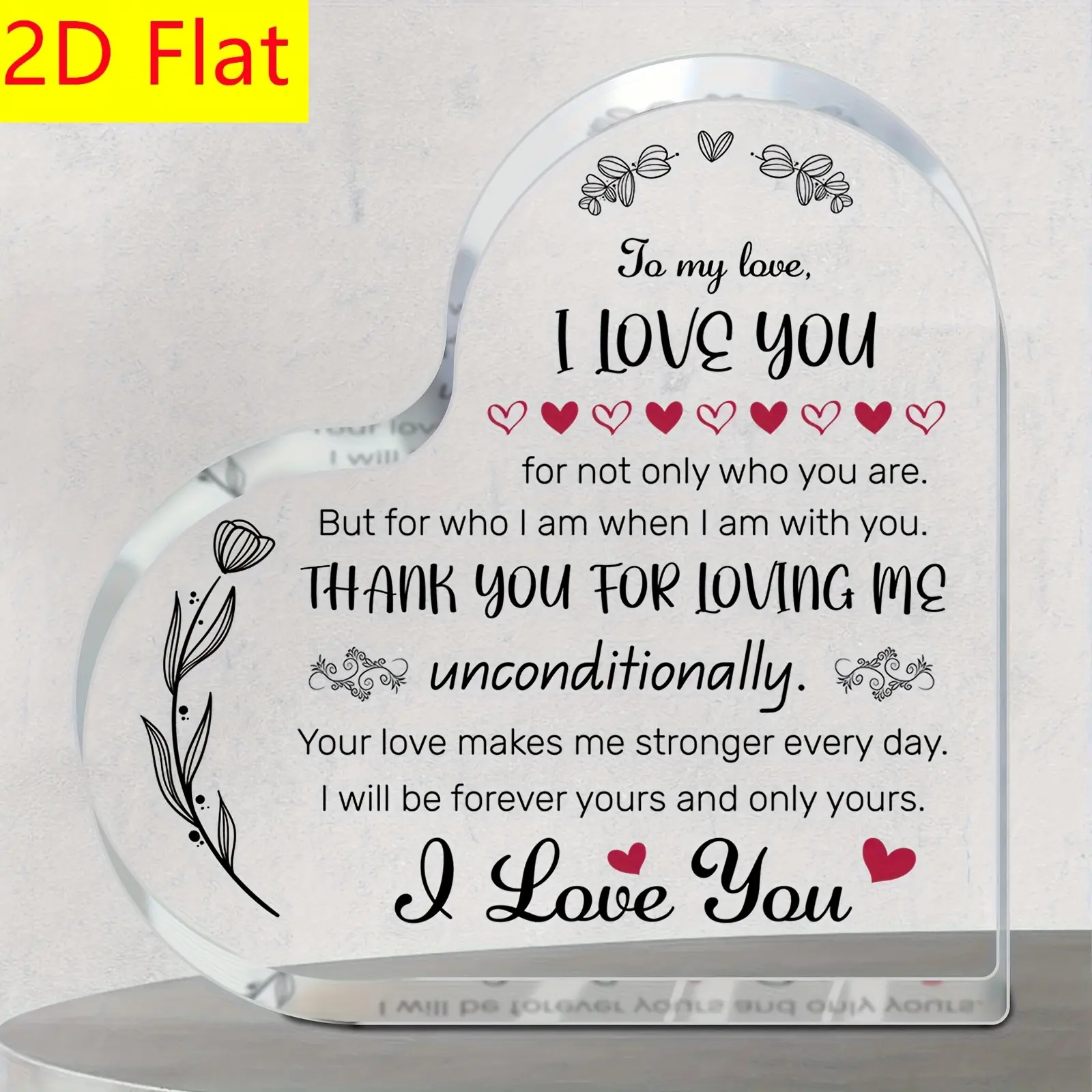 1Pc Heartfelt Acrylic Heart-shaped Decorative Plaque Gift for Lovers - Romantic Saying, Gift for Him Her, Boyfriend Girlfriend, Wife Husband, Unique I Love You Keepsake, Birthday Gift, Wedding Anniversary Valentines Day Christmas Gift