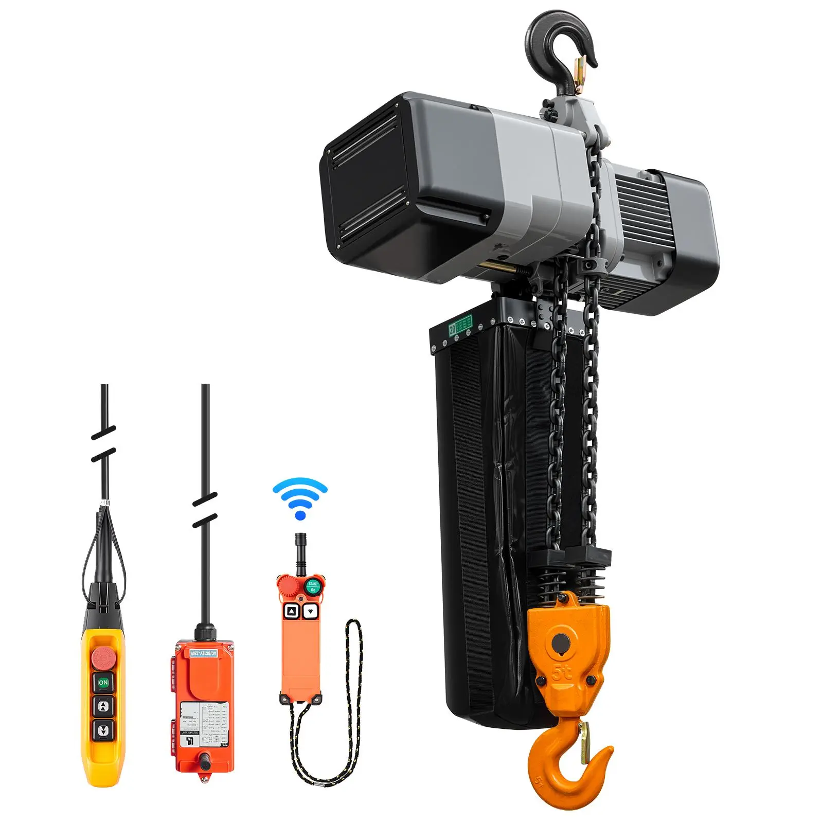 【summerfinds】VEVOR 11000 lbs Electric Chain Hoist 30 ft Lift Three-Phase Overhead Crane, Double G100 Chain with 328 ft Wireless & 27 ft Wired Remote Control, 208-240V/440-480V, for Factories, Warehouses, Garages