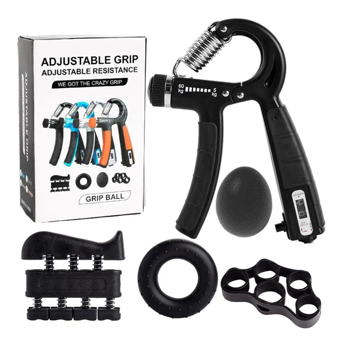 [Hand Grip] Strengthener Smart Counting, Forearm Strengthener Kit - 5 Pack Adjustable Resistance, Hand Grip Strengthener, Finger Exerciser, Grip Ring