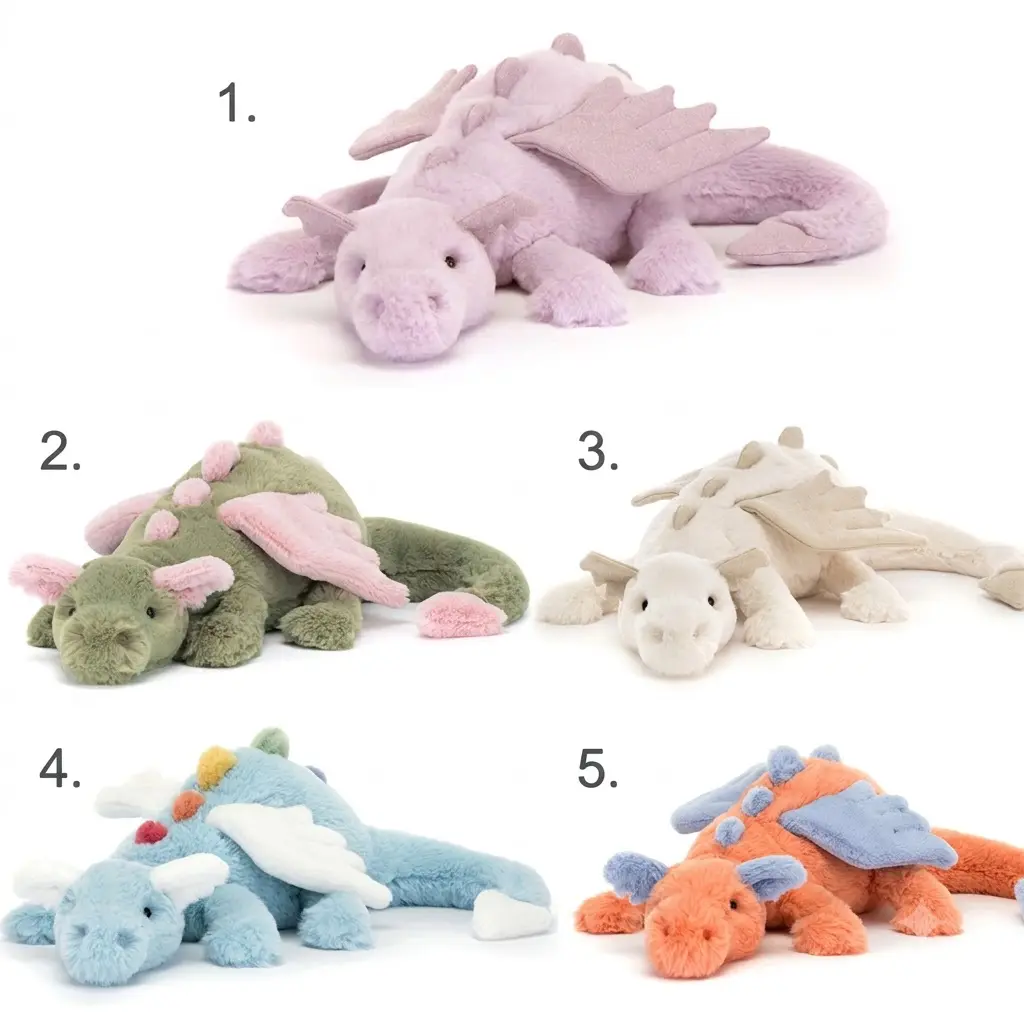 Jellycat Fluffy Cute Mythical Dragon Plush Keychain Collection Stuffed Animal Gift Keychains