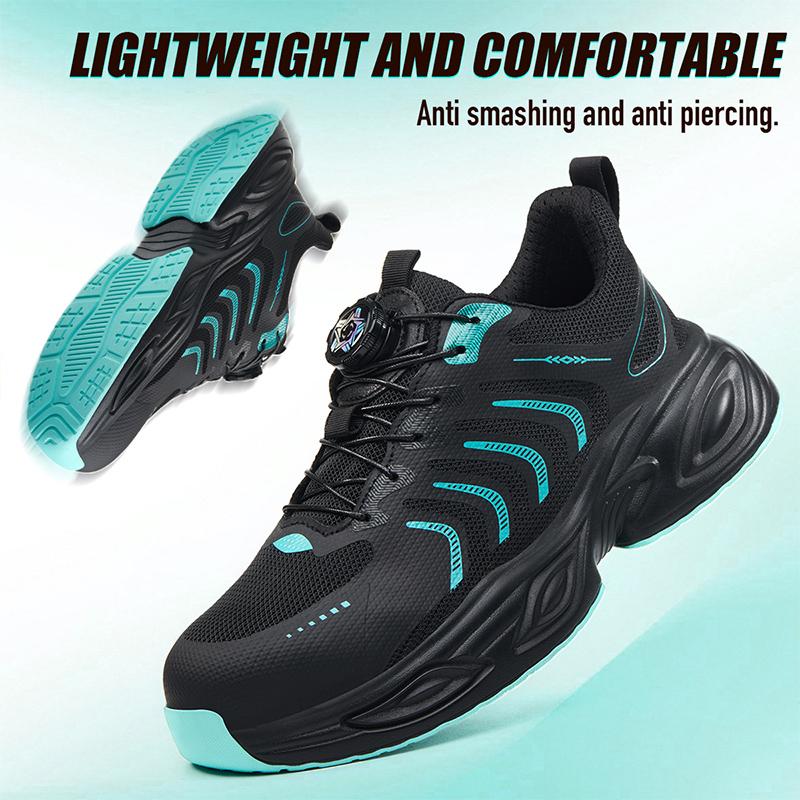 Classic steel-toe safety shoes for men — impact-resistant, puncture-resistant work footwear with non-slip soles; lightweight and durable; industrial protective boots with dial laces.