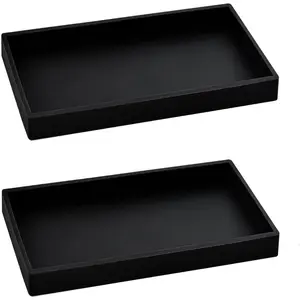 2PCS 7.87"L x 3.93"W Black Silicone Soap Dispenser Trays, Countertop Tray for Kitchen and Toilet, Holds Scrubber Lotion Bottles Perfume Jewelry Candle Key Trinkets