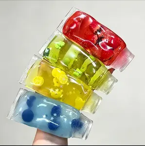 Cute Squeeze Jam Bottle Fidget Toys Soft Squishy Sensory Stress Relief T2 Pcs Setoys for Kids Adults Slow Rising TPR Squeeze Toys with Fruit Charms Anxiety Relief Hand Therapy Toys