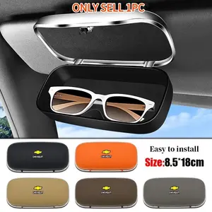 Chevrolet Car Rearview Mirror Eyeglass Case, Sunglasses Storage Box, Car Visor Sunglasses Glasses Holder Clip, Sunglasses Holder For Car, Includes Two Stands