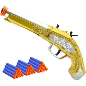 Revolver Soft Gun, Caribbean Firing Pirate Gun with 10 Soft bullet, EVA Children's Toy Small Pistol with Gift, Holiday Toys