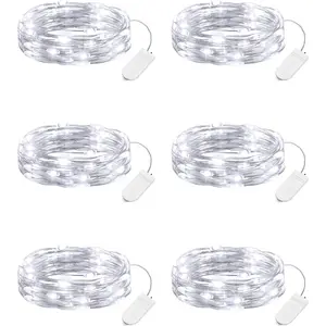 Household daily necessities Minetom 6 Pack Fairy Lights Battery Operated String Lights - 7ft 20 LED Waterproof Silver Wire Firefly Lights Waterproof for DIY Crafts Wedding Décor Table Mason Jars Party, White