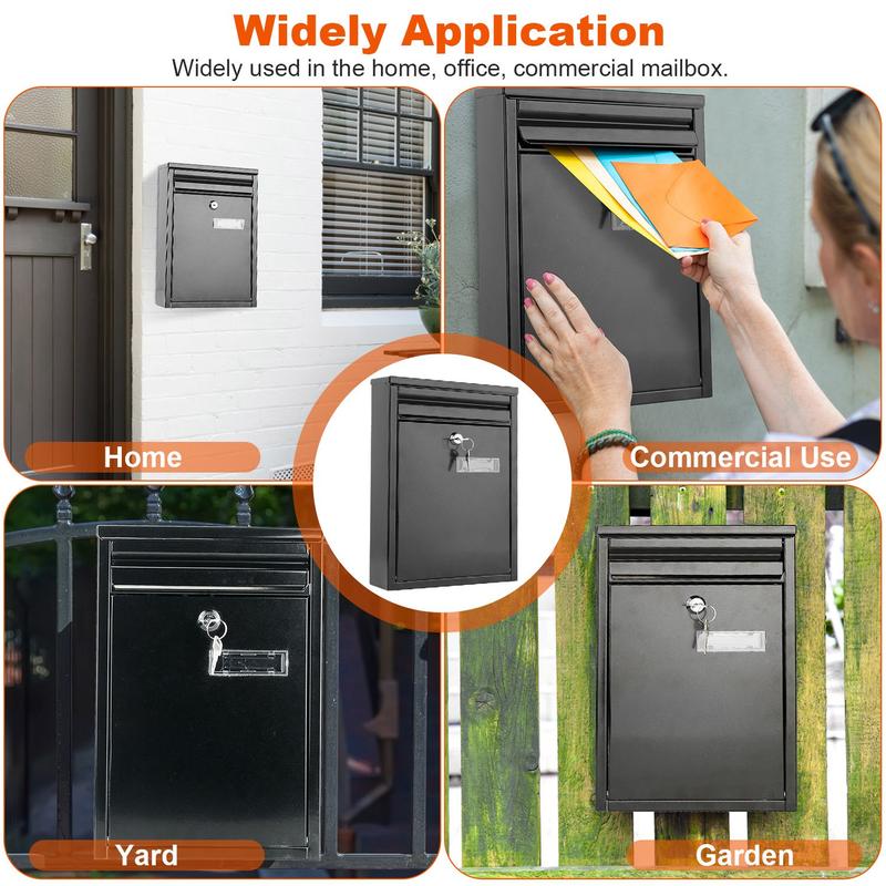 Wall Mount Mailbox Lockable Galvanized Iron Letter Post Box with 2 Keys for Outside Home Office Secure Mailbox with Easy Wall Mounting & Durable Construction