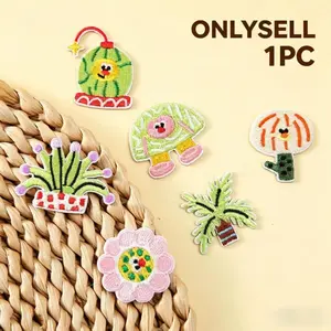 Tropical Garden Series Embroidered Patches, Iron-On Self-Adhesive No-Sew Patch, Embroidery Labels for Bag Clothing Decoration Accessories