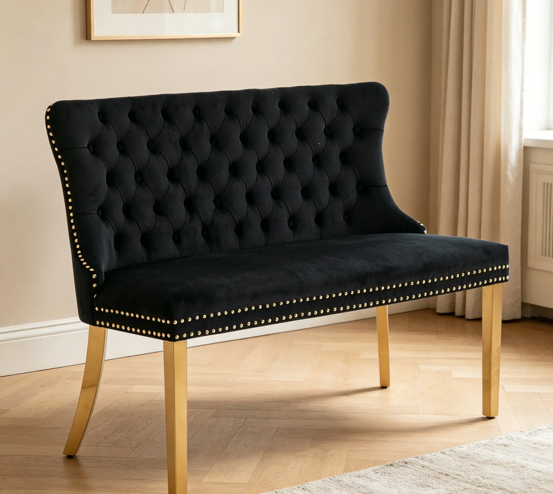 Comfortable Tufted Loveseat Bench for Family Meals