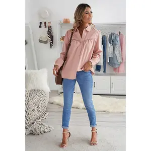 Pleated Bust Cuffed Sleeves Shirt