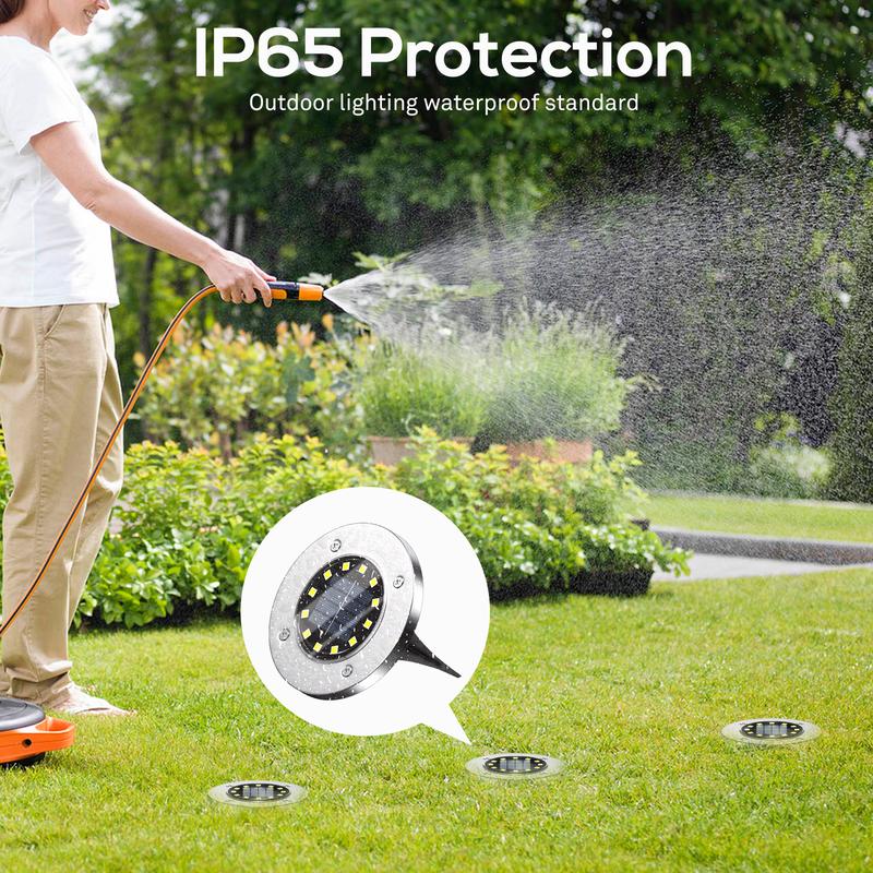 Solar Outdoor Lights, 12 LEDs Solar Garden Lights/IP65 Waterproof/Warm&White Super Bright in-Ground Lights/Solar Disk Lights for Garden&Yard&Walkway&Pathway&Lawn&Driveway&Patio&Pool&Outdoor(8/12Pack)