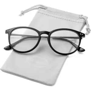 Non Prescription Clear Lens  Glasses for Women Men Retro Round Plastic Frame Eyeglasses