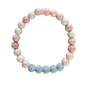 Plum Jasper Bracelet with Lava Stone for Essential Oils - Aromatherapy Bracelet