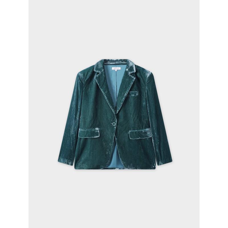 Velvet Blazer-Teal