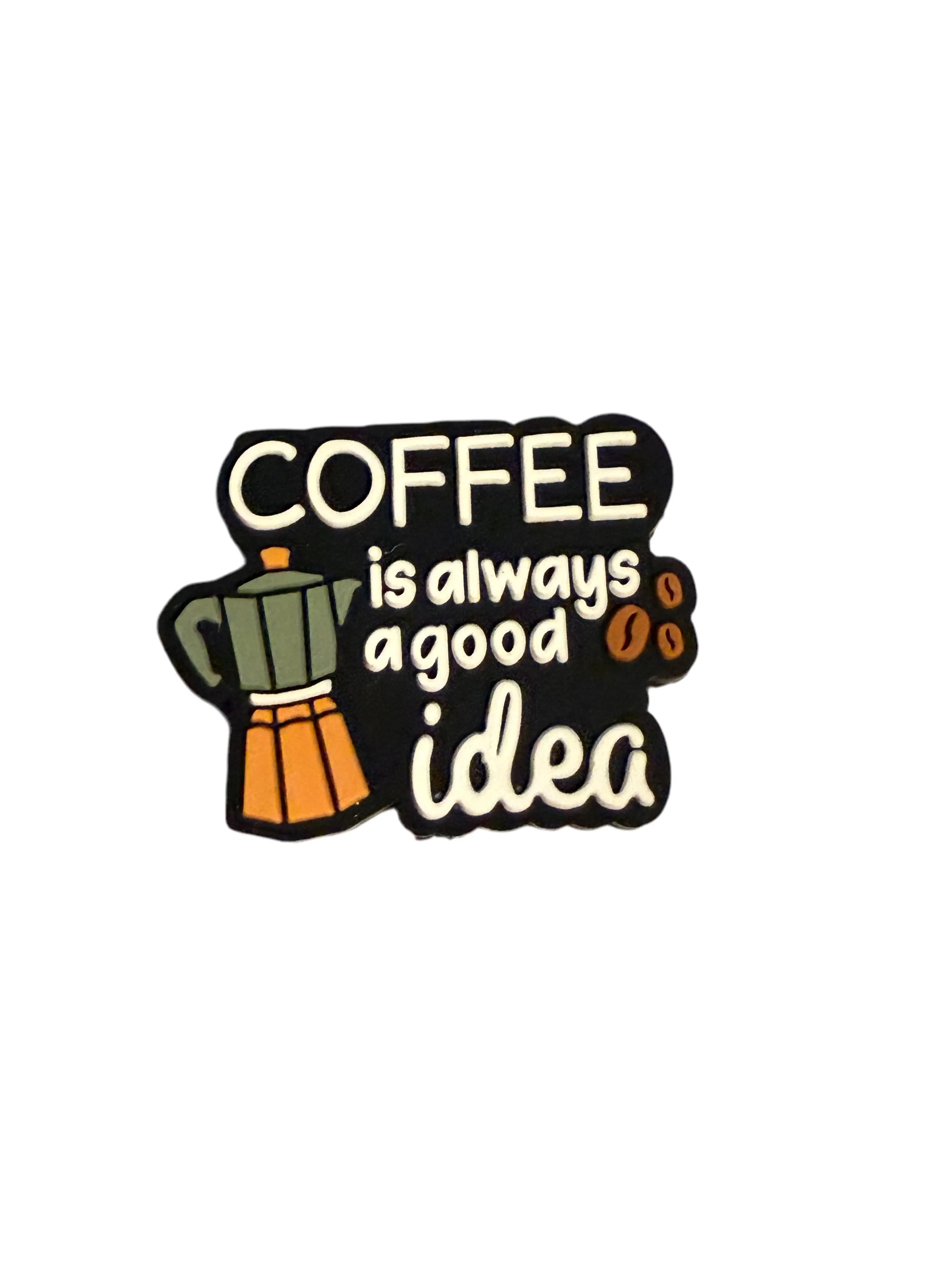 F/COF3 (1)PC 1.2"Coffee is always a good idea W/Coffee Press Focal Bead for DIY Keychains, Wristlets, Cup Charms, Car Charms ETC