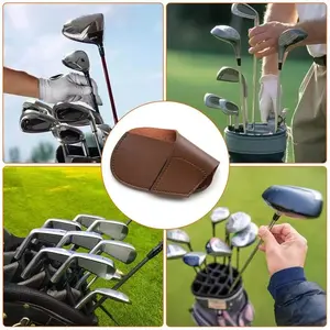 Leather Golf Iron Head Covers, Wedge Club Head Protectors with Velcro Closure, Scratch Resistant Golf Accessories for Irons Wedges