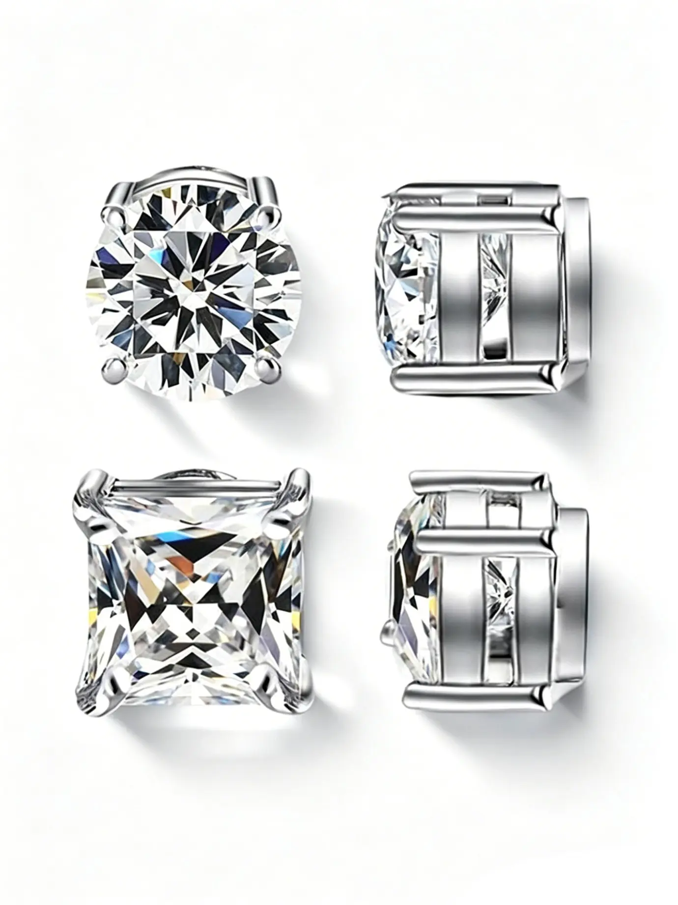 Crystal Magnetic Studs and Clip-On Earrings, Unisex Punk Style Zirconia Drop Earrings, No Piercing Required, All-Season Fashion Jewelry, Brilliant Stud Earrings, Thick Studs, Cubic Zirconia Earrings, Shining Earrings, Fashionable Earrings