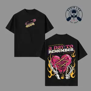 A Day To Remember Vintage Heart Graphic T-Shirt Pop Punk Band Tee, Broken Love Flame Artwork Streetwear Shirt, Premium Cotton Unisex Graphic Tee