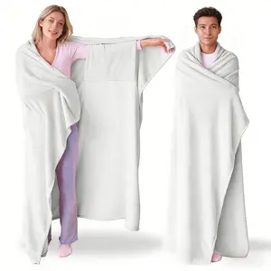 Adult Wearable Blanket with Sleeves, All-Season Use, Multifunctional Plush Texture Shawl, Comfort TV Blanket, Cozy Blanket