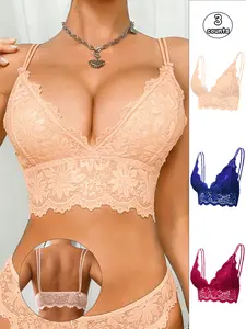 3 Pack Romantic Lace Lingerie Set Elegant Scalloped Trim Design The Perfect Self-Care Gift for Her Stunning & Sophisticated Look Underwear