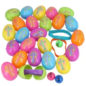 2 1/4" Religious Bright Toy-Filled Plastic Easter Eggs - 24 Pc.