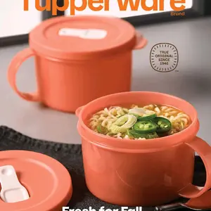 Tupperware CrystalWave Soup Mugs with Stain Guard Feature Easy-Grip Handle Commuter-Friendly Seal Microwave Safe for Soup Stew