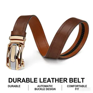 【cuttable】Sleek Men's Auto-Lock Leather Belt | Adjustable Ratchet Strap | Best Father's Day Gift Idea, Business Belt for Work, Casual Jeans Belt | Perfect for Husband, Dad, Boyfriend | Durable, Comfortable Men's Accessory