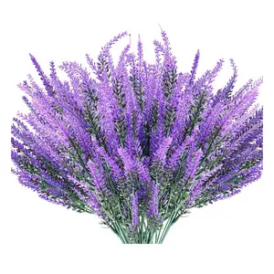 12-Piece Realistic Artificial Lavender Flowers UV-Resistant Weather-Resistant for Indoor Outdoor Decoration Lifelike Simulated Plants