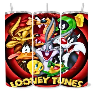 Looney Tunes 20 oz Tumbler - BPA Free, Stainless Steel, Leak Proof, Clear Lid, Includes Straw