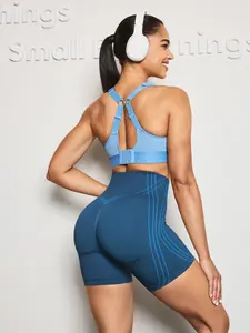 Fanka FirmFiit Seamless 8" Biker Shorts for Women High-Waisted Compression Shorts with Side Stripes