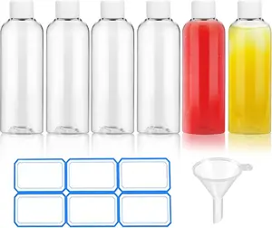 6 Pack 2 Oz 60ml Clear Plastic Shot Bottles with Caps Eco Friendly PET Material BPA Free Non Toxic Travel Essentials for Juice Perfume & Personal Care - Lightweight