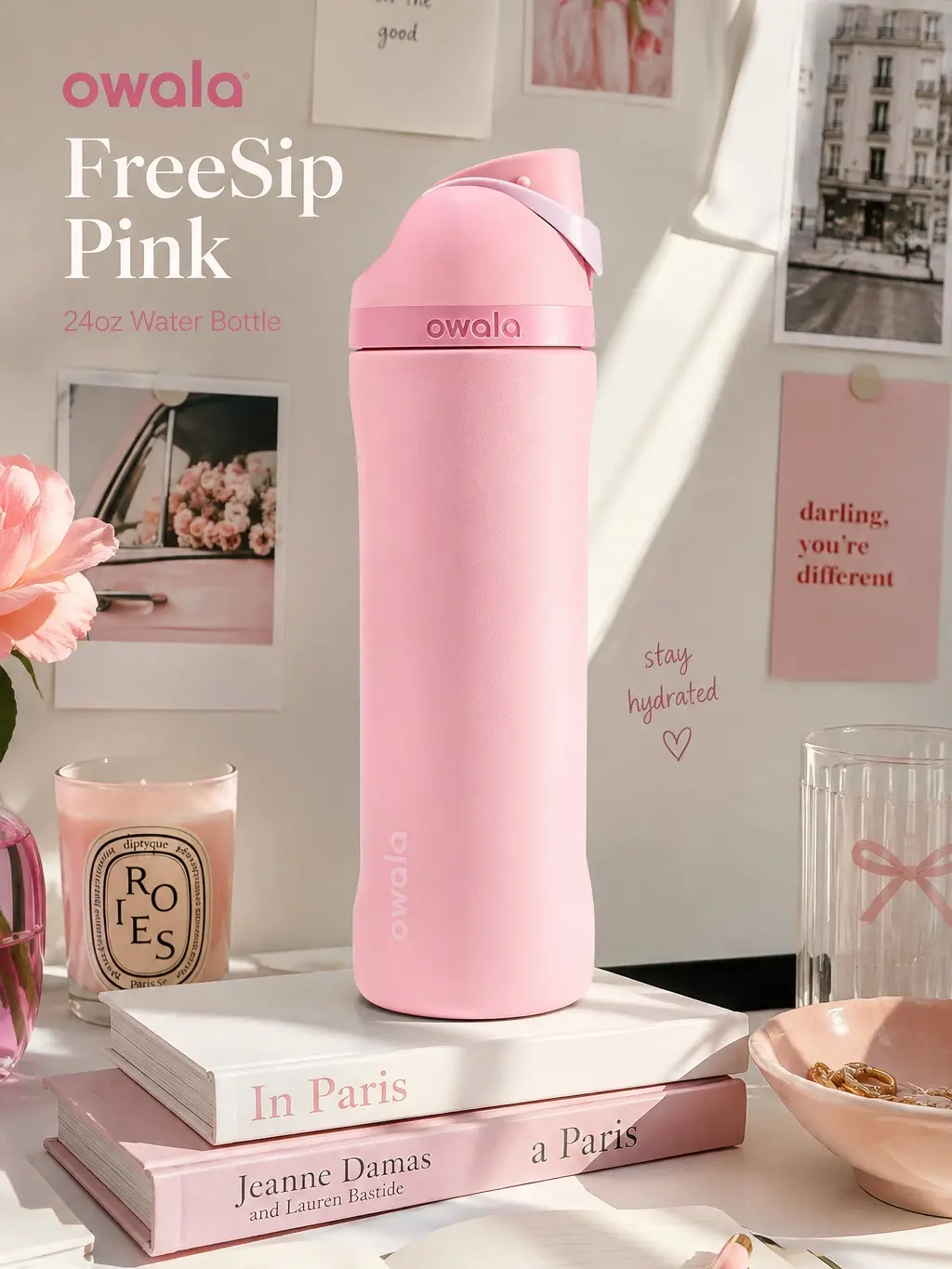 Owala FreeSip Pink 24oz Water Bottle