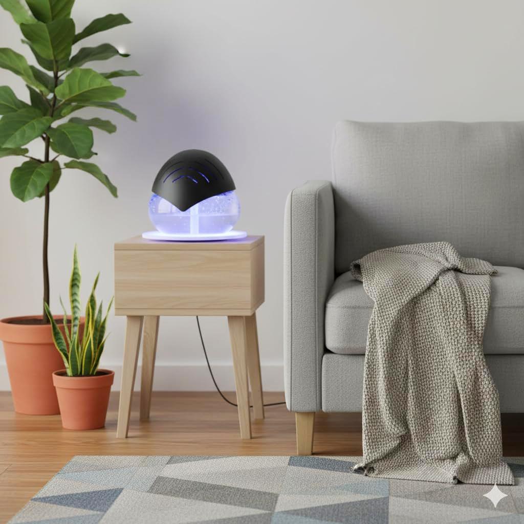 Air Purifier- Water Air Revitalizer, Air Washer, Air Freshener, Room Aromatizer, Aroma and Essential Oil Diffuser with 7 Color adjustable LED Lights- For Smoke and Pets