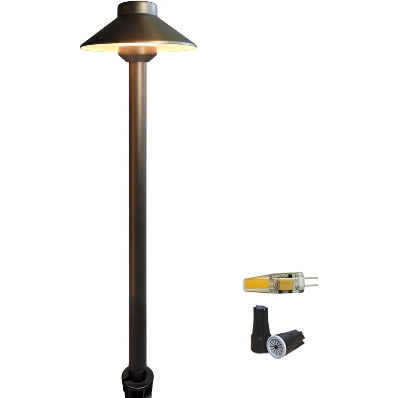 Brass Low  Pathway Lights Outdoor 1-Pack with 2W LED G4 Bulb, Garden Path Lights Electric, IP65  Outdoor Landscape Lighting Wired(602B)