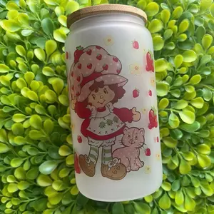 Strawberry Doll Frosted Beer/Soda Can Style Tumbler Cup - Perfect for Your Beverage - Bottle, Drinkware tumblers Bamboo Lid
