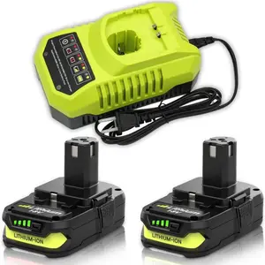 2PACK 3.6Ah Lithium Battery Replacement for Ryobi 18V Battery and P117 Charger Combo Compatible with Ryobi Battery and Charger 18 Volt P102 P103 P104 P107 P108 P109 Cordless Power Tools