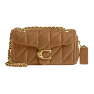 COACH Tabby 20 Quilted Toggle Closure Crossbody Shoulder Bag for Women, Honey Brown Lambskin