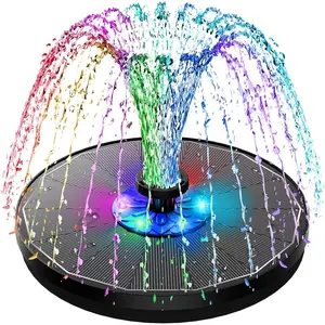 3.5W Upgraded Glass Panel Solar Fountain with RGB Night Show, Anti-Drift Fixer & 7 Nozzles, Strong Floating Bird Bath Fountain for Garden, Pond, Outdoor