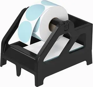 Label Holder for Rolls and Fan-Fold Labels, Thermal Sticker Roll Holder for Desktop Thermal Printer Shipping Supplies Industrial Paper, Black