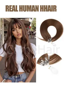 50Pcs 30G A Pack Micro Loop Human Hair Extensions Fusion Hair Extensions for Women Microlink Hair Extensions real Human Hair Straight Micro Links Hair Extensions brown natural balck jet balck and blonde for Halloween Christmas party