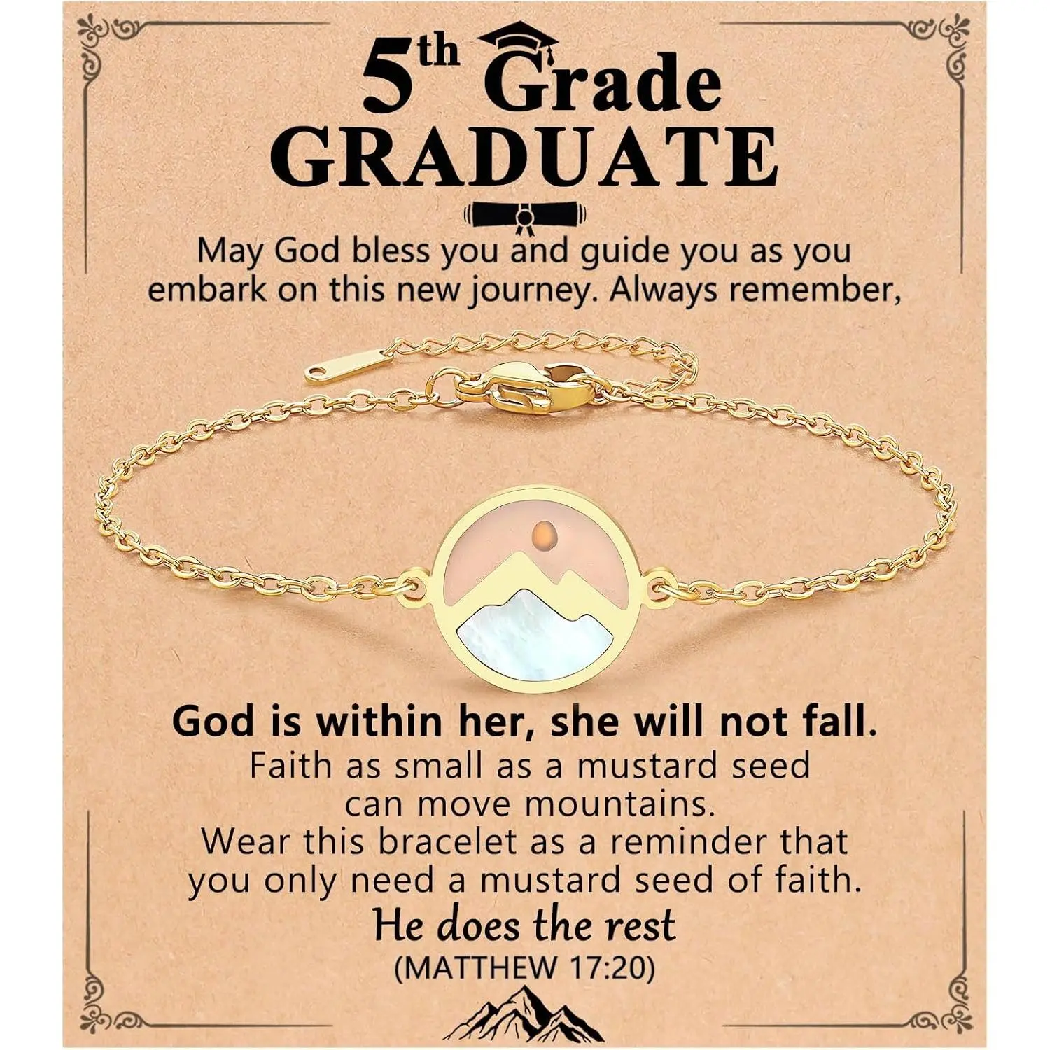Christian Happy Graduation Gifts-Mustard Seed Bracelet Religious 5th 8th Grade Graduation Gifts for Girls