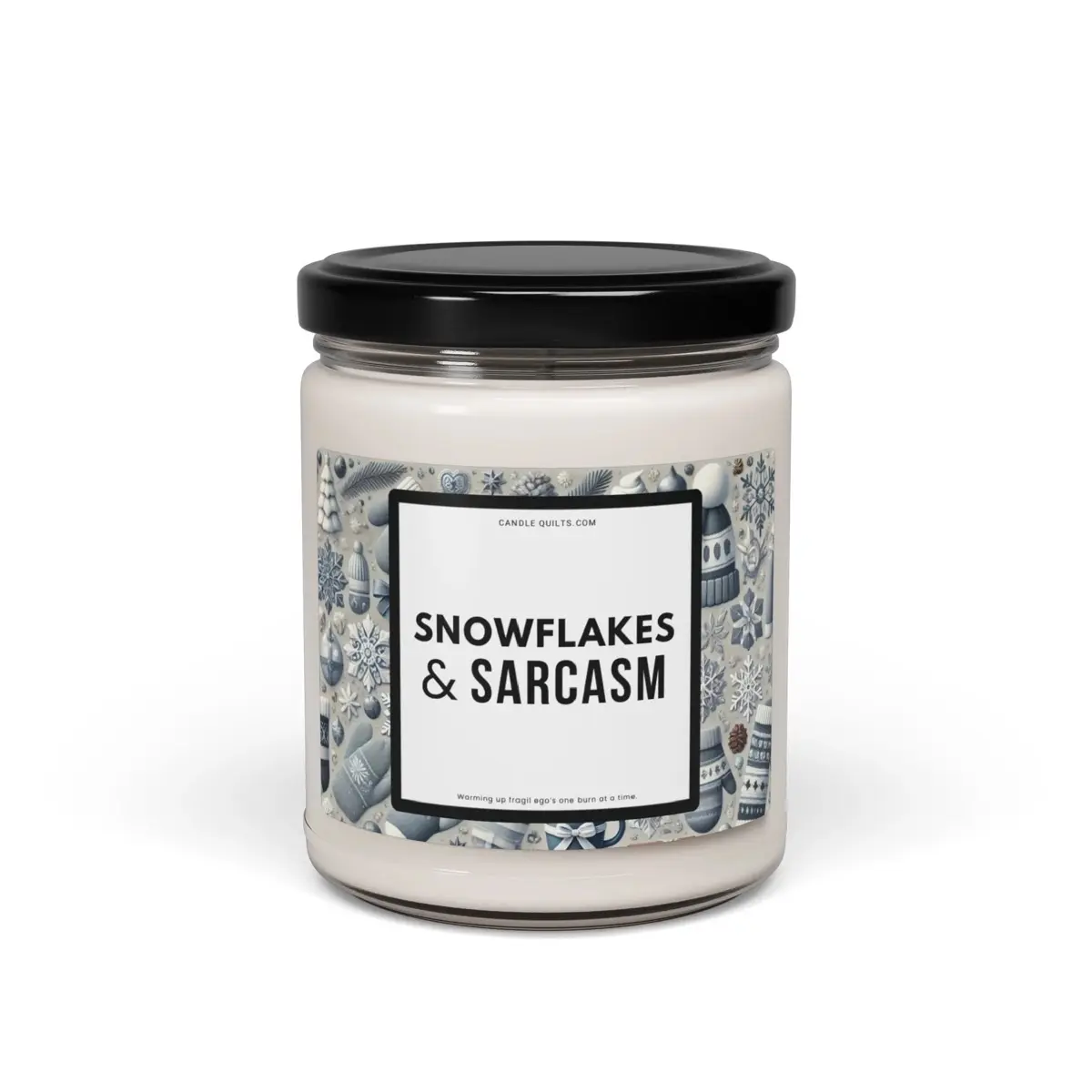 Snowflakes & Sarcasm Candle, by Candle Quilts